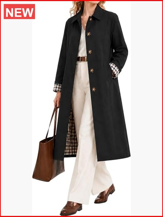 Jackets & Blazers - Waterproof Trench Coat Single Breasted Lightweight with Deep Pockets Travel